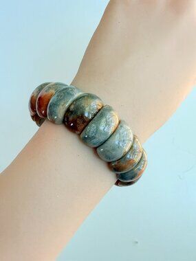 Fossil Coral Bracelet 20mm Wide Graduated Chunky Statement Unisex